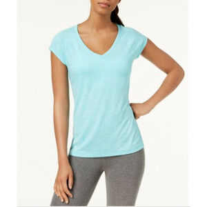 Ideology Gym Running Workout Pullover Top Blue V Neck Top Shirt